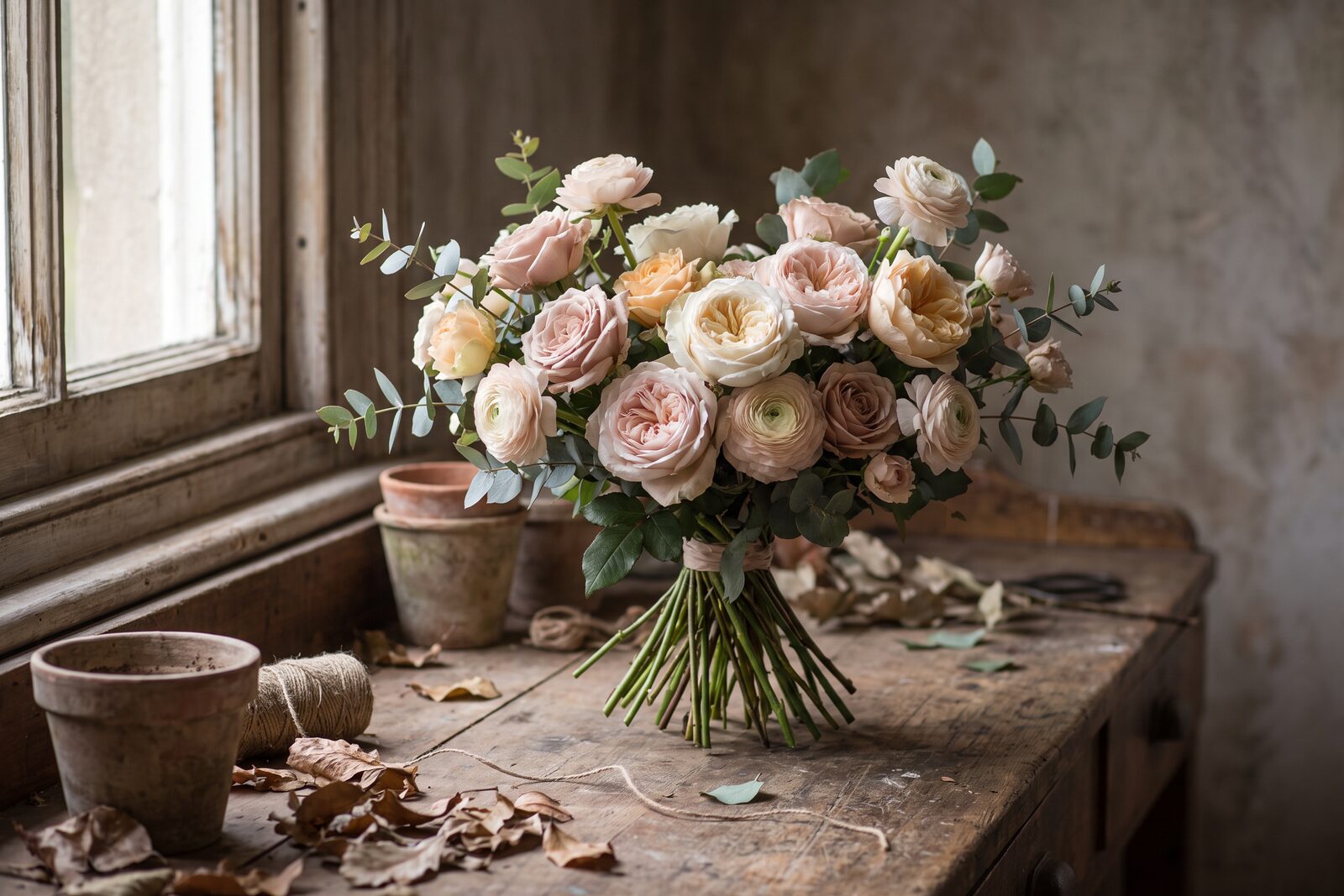 Marigold & Moss demo — a blush hand-tied bouquet
