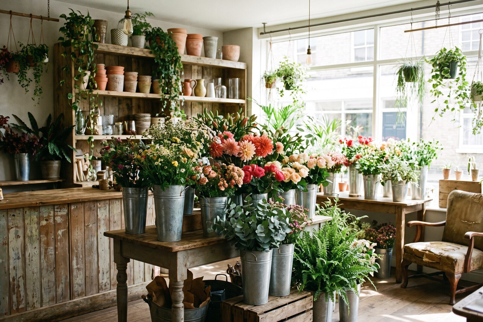 Inside the Marigold & Moss flower shop