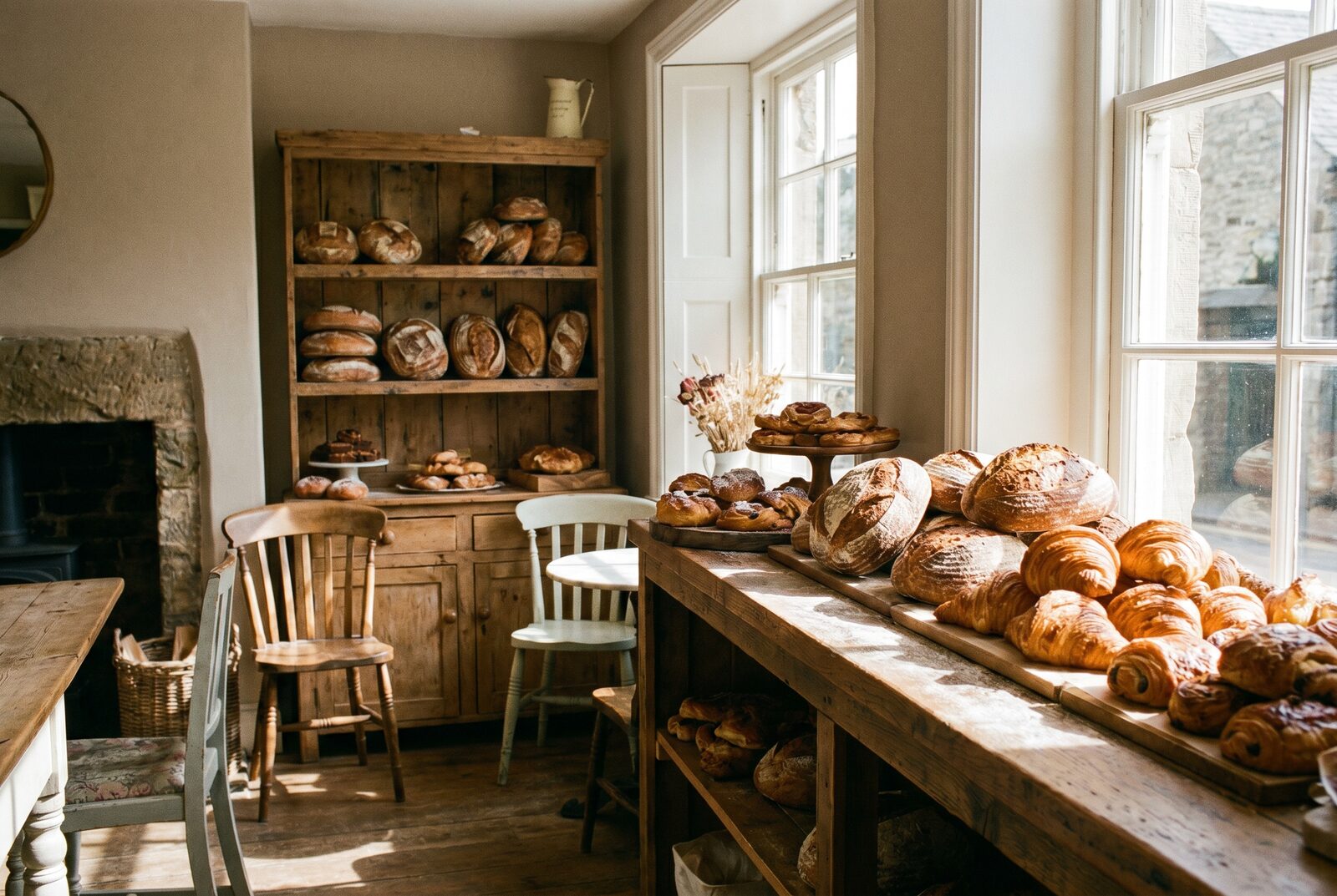 Rosehip Bakery demo — bakery interior with sourdough loaves